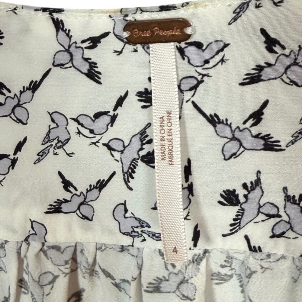 FREE PEOPLE Walk Me Home Maxi Dress, Black Bird Print, Button Down, Size 4 - Picture 7 of 9